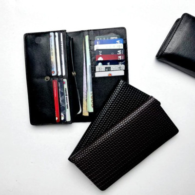 Crocodile Pattern Leather Wallet (black)