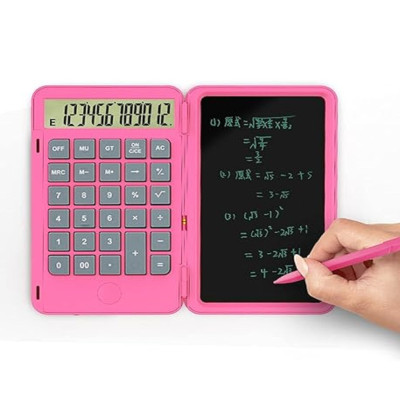 Portable Dual Power Writing Board Calculator (pink)