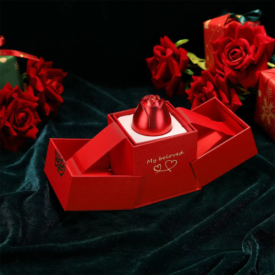 Valentine's Day Rose Lifting Gift Box + Couple Rings